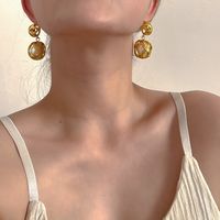 1 Piece Vintage Style Ethnic Style Solid Color Plating Inlay Copper Artificial Pearls 18k Gold Plated Drop Earrings main image 3