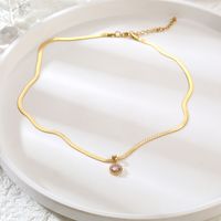Wholesale Elegant Round Stainless Steel Plating Inlay 18k Gold Plated Zircon Pendant Necklace main image 4