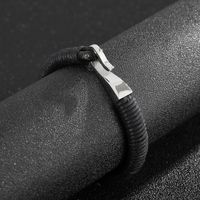 Hip-hop Retro Solid Color Pu Leather Titanium Steel Braid Men's Bracelets main image 6