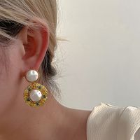 1 Stück Vintage-stil Farbblock Überzug Inlay Kupfer Künstliche Edelsteine Künstliche Perlen 18 Karat Vergoldet Tropfenohrringe main image 3