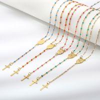 Titan Stahl 18 Karat Vergoldet Einfacher Stil Pendeln Kette Kreuzen Halskette main image 4