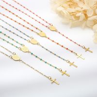 Titanium Steel 18K Gold Plated Simple Style Commute Chain Cross Necklace main image 5