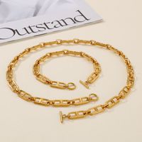 Titanium Steel 18K Gold Plated Simple Style Commute Solid Color Jewelry Set main image 1