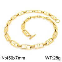 Titanium Steel 18K Gold Plated Simple Style Commute Solid Color Jewelry Set sku image 5