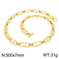 Titanium Steel 18K Gold Plated Simple Style Commute Solid Color Jewelry Set sku image 6