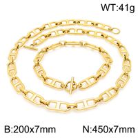 Titanium Steel 18K Gold Plated Simple Style Commute Solid Color Jewelry Set sku image 9