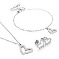 Titanium Steel 18K Gold Plated Vintage Style Heart Shape Jewelry Set main image 5