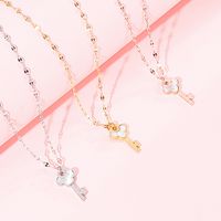 Titanium Steel 18K Gold Plated Simple Style Commute Inlay Key Opal Pendant Necklace main image 1
