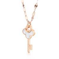 Titanium Steel 18K Gold Plated Simple Style Commute Inlay Key Opal Pendant Necklace sku image 3