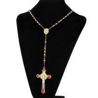 Titanium Steel 18K Gold Plated Vintage Style Cross Pendant Necklace main image 1