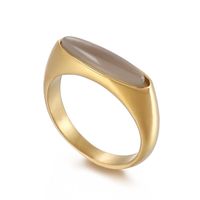 Titanium Steel 18K Gold Plated Retro Streetwear Plating Geometric Rings sku image 5