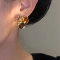 1 Pair Elegant Irregular Plating Inlay Alloy Rhinestones Gold Plated Ear Studs main image 3