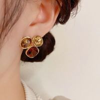 1 Pair Elegant Irregular Plating Inlay Alloy Rhinestones Gold Plated Ear Studs main image 6