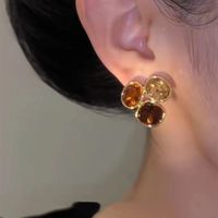 1 Pair Elegant Irregular Plating Inlay Alloy Rhinestones Gold Plated Ear Studs main image 4