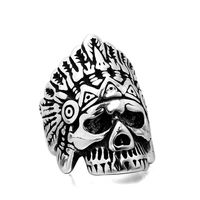 Rock Punk Streetwear Skull Stainless Steel Polishing Inlay Zircon None Men's Rings main image 4