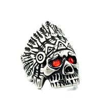 Rock Punk Streetwear Skull Stainless Steel Polishing Inlay Zircon None Men's Rings sku image 1