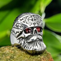 Hip-Hop Streetwear Skull Stainless Steel Polishing Inlay Zircon Men's Rings main image 3