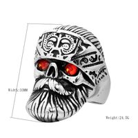 Hip-Hop Streetwear Skull Stainless Steel Polishing Inlay Zircon Men's Rings main image 5