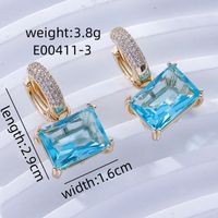 1 Pair Sweet Simple Style Shiny Square Heart Shape Rectangle Inlay Copper Zircon K Gold Plated Rhodium Plated Drop Earrings sku image 13