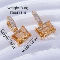 1 Pair Sweet Simple Style Shiny Square Heart Shape Rectangle Inlay Copper Zircon K Gold Plated Rhodium Plated Drop Earrings sku image 14