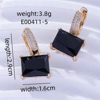 1 Pair Sweet Simple Style Shiny Square Heart Shape Rectangle Inlay Copper Zircon K Gold Plated Rhodium Plated Drop Earrings sku image 29