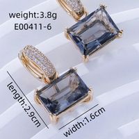 1 Pair Sweet Simple Style Shiny Square Heart Shape Rectangle Inlay Copper Zircon K Gold Plated Rhodium Plated Drop Earrings sku image 30