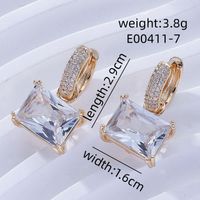 1 Pair Sweet Simple Style Shiny Square Heart Shape Rectangle Inlay Copper Zircon K Gold Plated Rhodium Plated Drop Earrings sku image 15