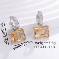 1 Pair Sweet Simple Style Shiny Square Heart Shape Rectangle Inlay Copper Zircon K Gold Plated Rhodium Plated Drop Earrings sku image 20