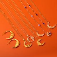 Retro Simple Style Sun Moon Copper Plating Inlay Zircon 18k Gold Plated Earrings Necklace main image 1