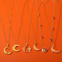 Retro Simple Style Sun Moon Copper Plating Inlay Zircon 18k Gold Plated Earrings Necklace main image 5