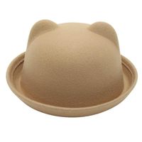 Kid's Adults Cute Simple Style Bear Solid Color Crimping Fedora Hat main image 13