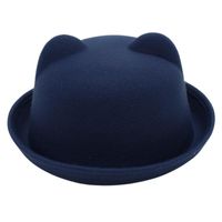 Kid's Adults Cute Simple Style Bear Solid Color Crimping Fedora Hat main image 10