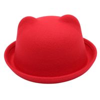 Kid's Adults Cute Simple Style Bear Solid Color Crimping Fedora Hat main image 7
