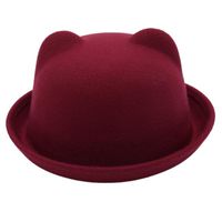 Kid's Adults Cute Simple Style Bear Solid Color Crimping Fedora Hat main image 8