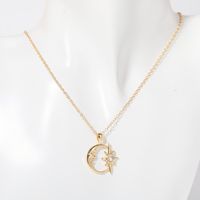 Retro Simple Style Sun Moon Copper Plating Inlay Zircon 18k Gold Plated Earrings Necklace sku image 3