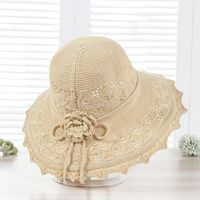 Women's Sweet Simple Style Flower Bow Knot Flowers Wide Eaves Cloche Hat main image 14