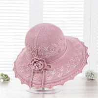 Women's Sweet Simple Style Flower Bow Knot Flowers Wide Eaves Cloche Hat main image 9