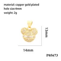 Cute Streetwear Cartoon Copper Plating Inlay Zircon 18k Gold Plated Charms sku image 1