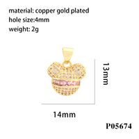 Cute Streetwear Cartoon Copper Plating Inlay Zircon 18k Gold Plated Charms sku image 3