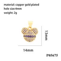 Cute Streetwear Cartoon Copper Plating Inlay Zircon 18k Gold Plated Charms sku image 4