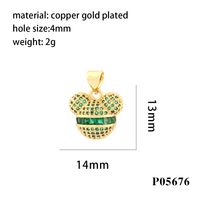 Cute Streetwear Cartoon Copper Plating Inlay Zircon 18k Gold Plated Charms sku image 5