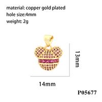 Cute Streetwear Cartoon Copper Plating Inlay Zircon 18k Gold Plated Charms sku image 6