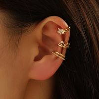 Elegant Lady Heart Shape Crown Copper Plating Inlay Zircon Gold Plated Ear Cuffs main image 3