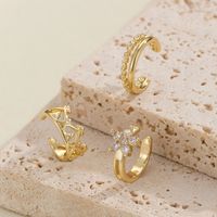 Elegant Lady Heart Shape Crown Copper Plating Inlay Zircon Gold Plated Ear Cuffs main image 5