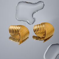 1 Pair Vintage Style Stripe Plating Stainless Steel 18k Gold Plated Ear Studs main image 5