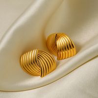 1 Pair Vintage Style Stripe Plating Stainless Steel 18k Gold Plated Ear Studs main image 1