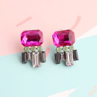 1 Pair Elegant Sweet Rectangle Plating Inlay Arylic Alloy Crystal Rhinestones Ear Studs main image 1