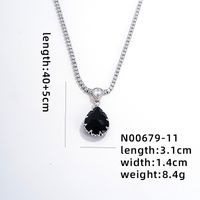 Wholesale IG Style Glam Simple Style Water Droplets Copper Plating Inlay Rhodium Plated Zircon Pendant Necklace sku image 1