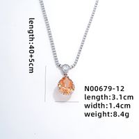 Wholesale IG Style Glam Simple Style Water Droplets Copper Plating Inlay Rhodium Plated Zircon Pendant Necklace sku image 2