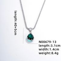 Wholesale IG Style Glam Simple Style Water Droplets Copper Plating Inlay Rhodium Plated Zircon Pendant Necklace sku image 3